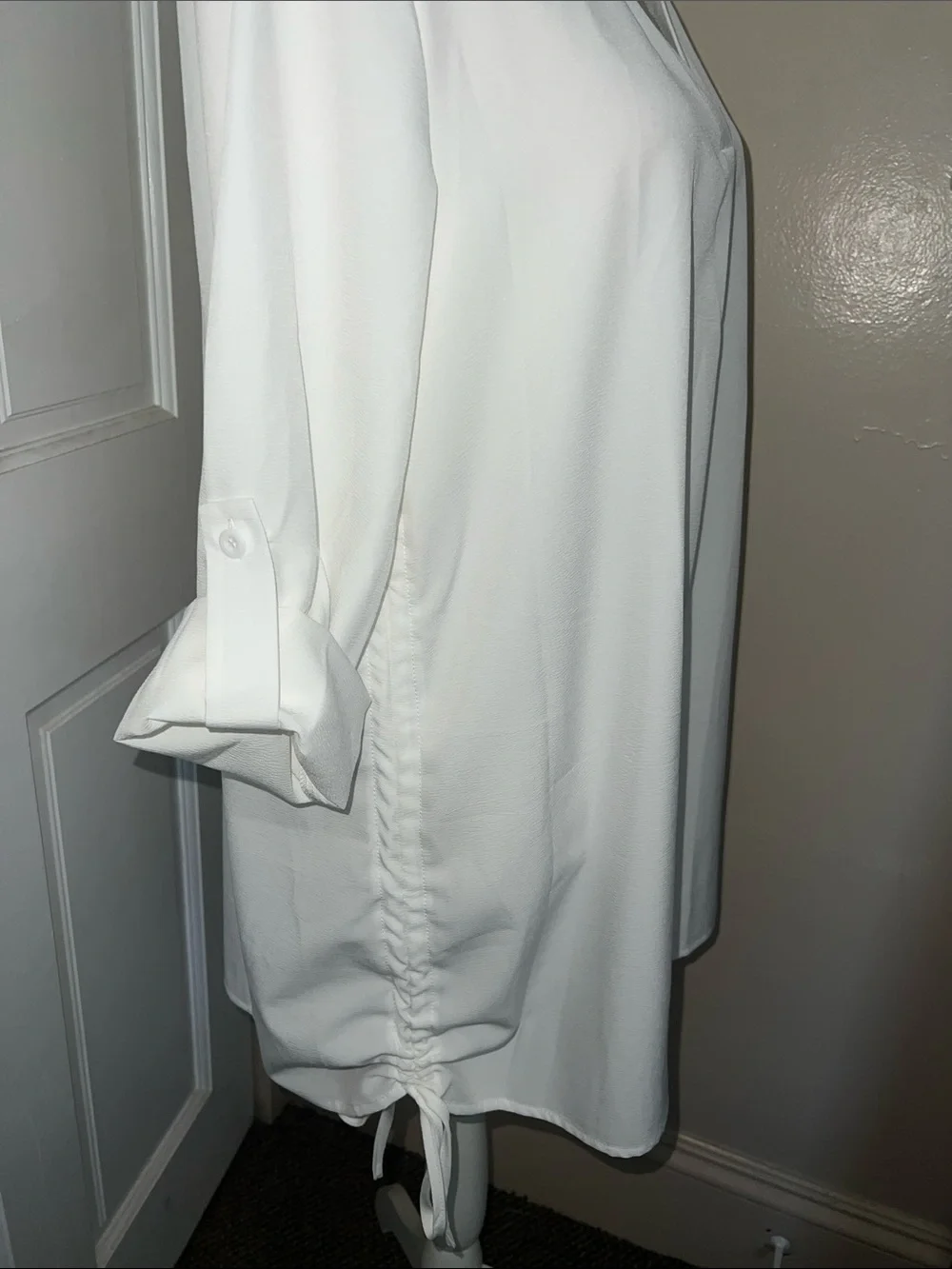 Women's White Split-Neck Tunic Blouse